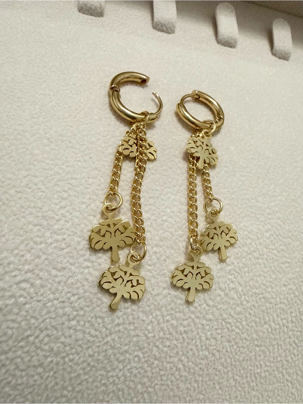 Stainless steel Gold Tree of life Dangle Hoop Earrings - Women Jewelry